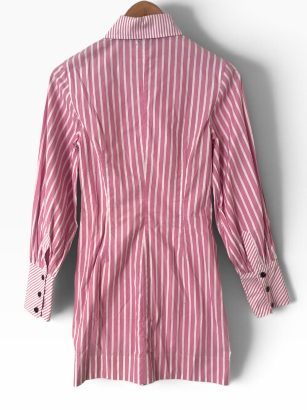 Ganni Striped Cotton Mini Shirt Dress - Size 32 - Picture 3 of 4